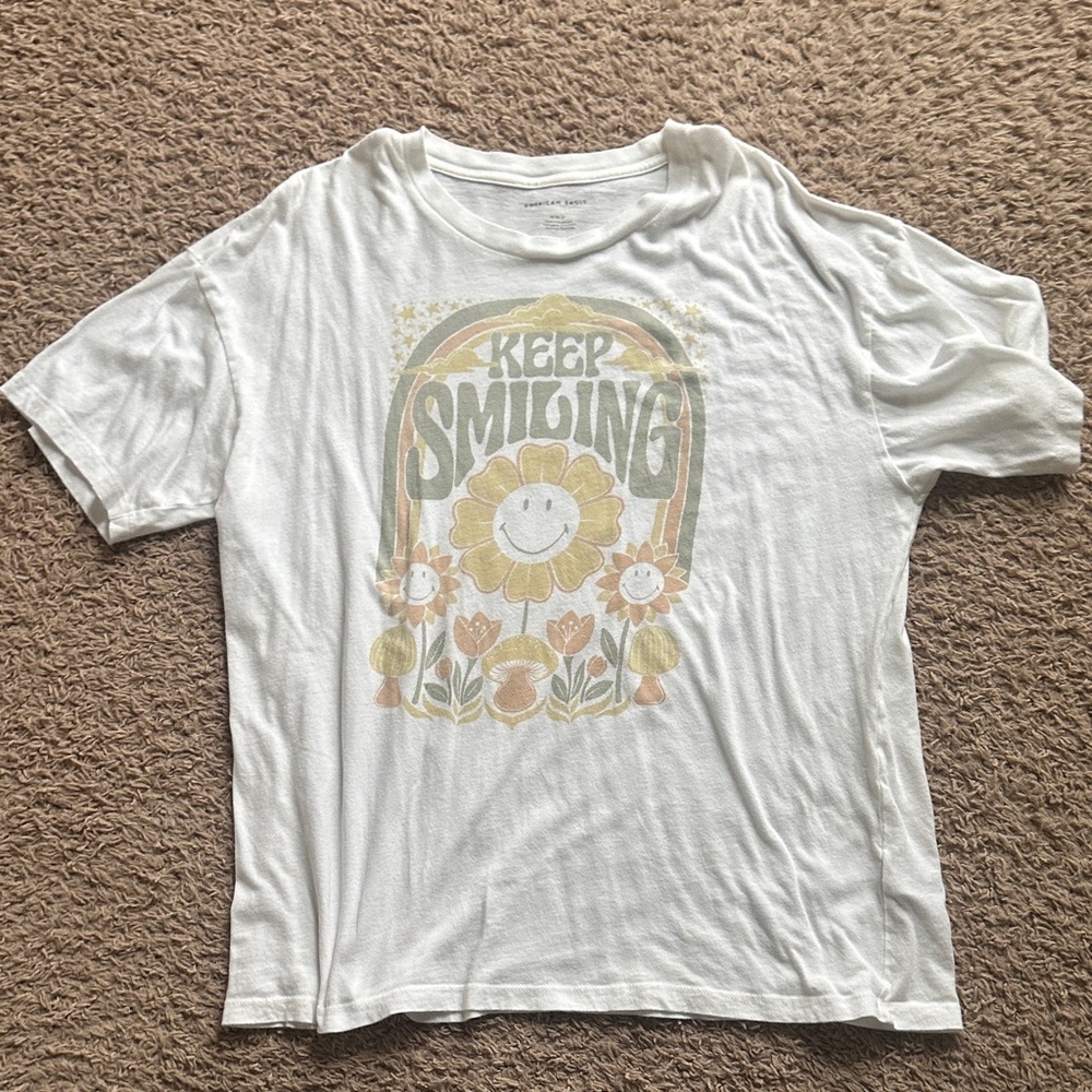 American Eagle Outfitters White Graphic Tee